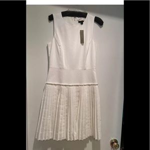 NWT white pique cotton dress with pleated skirt